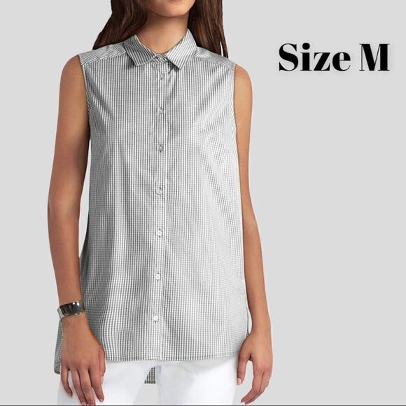 NWOT Isaac Mizrahi checked blouse M - Picture 1 of 9